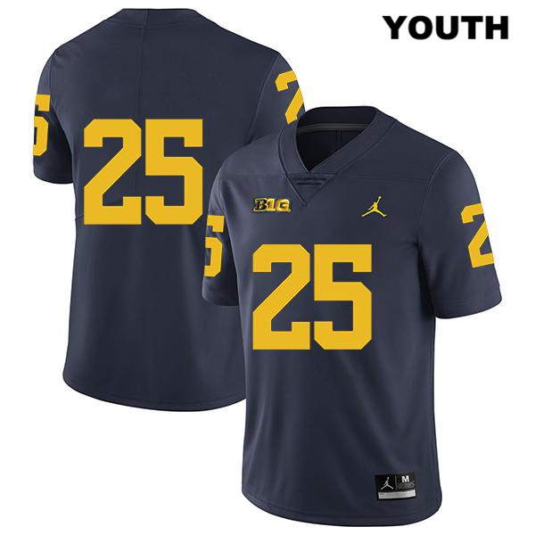 Youth NCAA Michigan Wolverines Hassan Haskins #25 No Name Navy Jordan Brand Authentic Stitched Legend Football College Jersey DW25X04YV